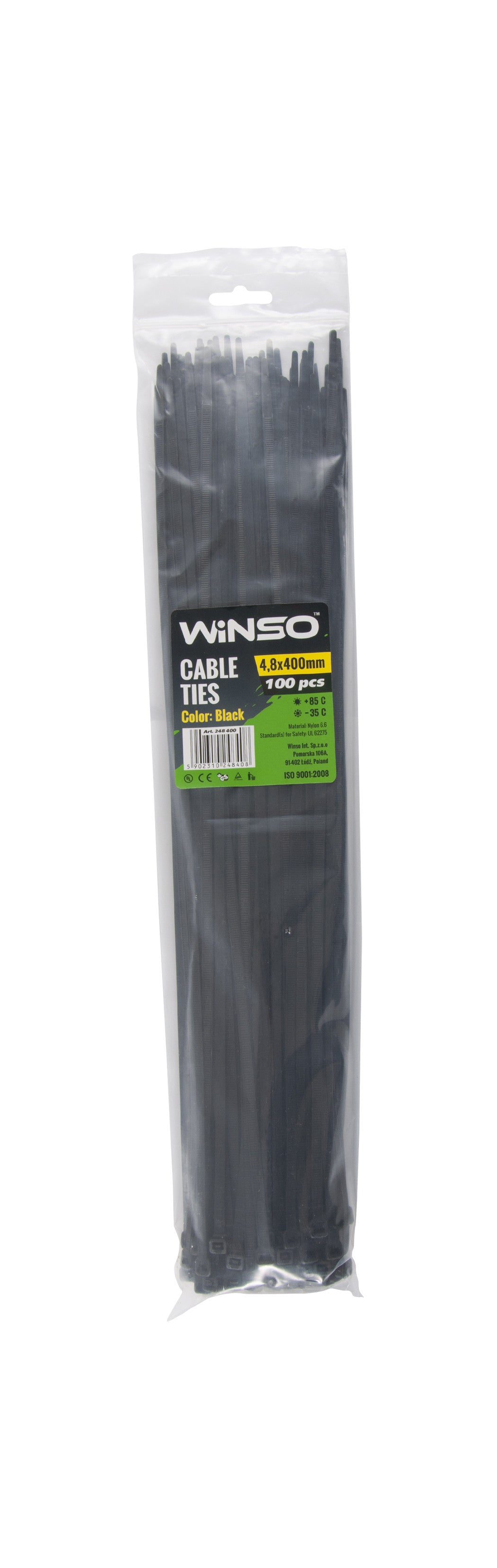 Coliere plastic 4,8x400 Negru - Set 100 buc Winso - imagine 1