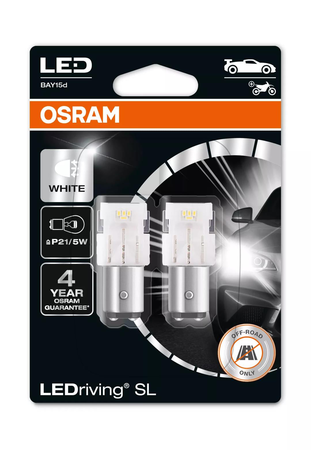Bec Osram LEDriving SL P21/5W Alb | 12V - BAY15d - Set 2 buc (Off-Road) Osram - imagine 1