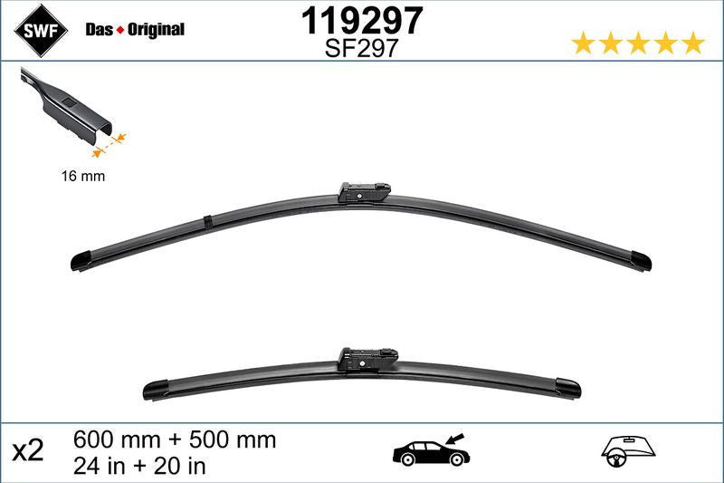 Set lamela stergator SWF Wiper FB OE LHD 600/500 mm SWF - imagine 1