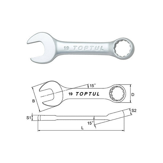 Cheie combinata scurta 10 mm Toptul - imagine 1