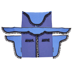 SET PERDELE CABINA CAMION. UNIVERSALE. VELUR. ALBASTRU-NEGRU