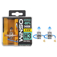 Bec Halogen Winso Hyper +60% H3 - 12V, 55W PK22s ● 3400K ● Set 2 buc Winso - imagine 1
