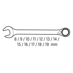 Set de chei cu clichet și comutator, 12 bucăți, 8 - 19 mm Neo Tools - imagine 2