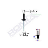 POPNIT UNIVERSAL NEGRU 4.7MM SET 10 BUC
