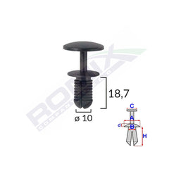 CLIPS FIXARE PENTRU FORD - 10X18.7MM - NEGRU SET 10 BUC