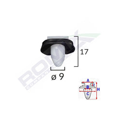CLIPS FIXARE ELEMENTE EXTERIOARE PENTRU CITROEN/PEUGEOT/FIAT 9X17MM - ALB SET 10 BUC
