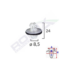CLIPS FIXARE ELEMENTE EXTERIOARE PENTRU SUZUKI/TOYOTA 8.5X24MM - ALB SET 10 BUC