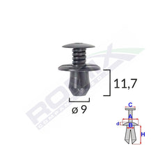 CLIPS FIXARE PENTRU VW 9X11.7MM - NEGRU SET 10 BUC