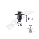 CLIPS FIXARE PENTRU MAZDA/SUBARU 8X14.3MM - NEGRU SET 10 BUC