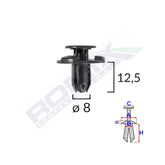 CLIPS FIXARE ELEMENTE EXTERIOR PENTRU NISSAN, SUBARU 8X12.5MM NEGRU SET 10BUC
