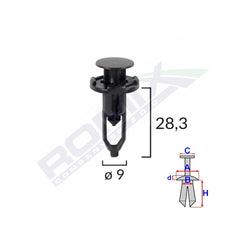 CLIPS FIXARE PENTRU TOYOTA/LEXUS 9X28.3MM - NEGRU SET 10 BUC