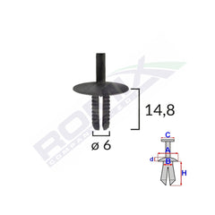 CLIPS FIXARE PENTRU BMW 6X14.8MM - NEGRU SET 10 BUC