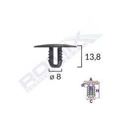 CLIPS FIXARE CAPAC MOTOR PENTRU FORD 8X13.8MM - NEGRU SET 10 BUC
