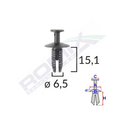 CLIPS FIXARE PENTRU AUDI/BMW 6.5X15.1MM - NEGRU SET 10 BUC
