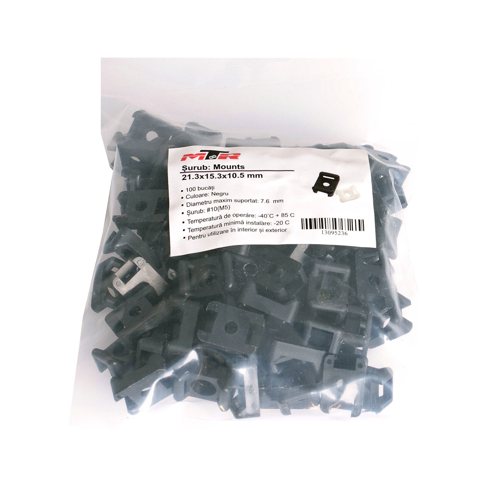 Suport montare surub negru 21.3x15.3x10.5mm 100 buc MTR - imagine 1