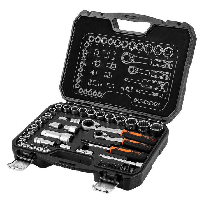 Set de chei tubulare 1/4„ + 3/8”, 46 buc Neo Tools - imagine 1