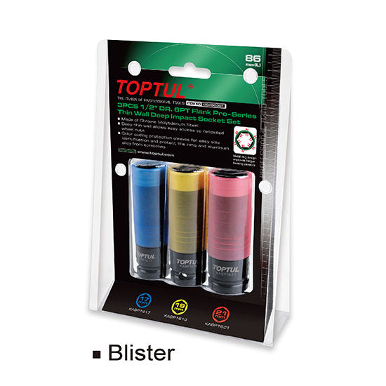 Set 3 tubulare impact cu protectie pentru jante 17,19,21 mm Toptul - imagine 1