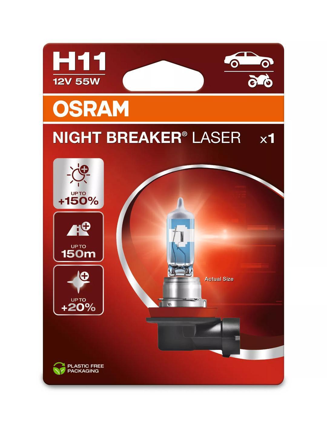 Bec Halogen Osram Night Breaker Laser H11 | 12V - PGJ19-2 Osram - imagine 1