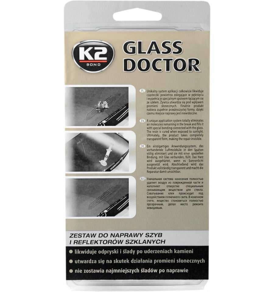 GLASS DOCTOR – Kit reparatii parbrize, geamuri, faruri K2 - imagine 1