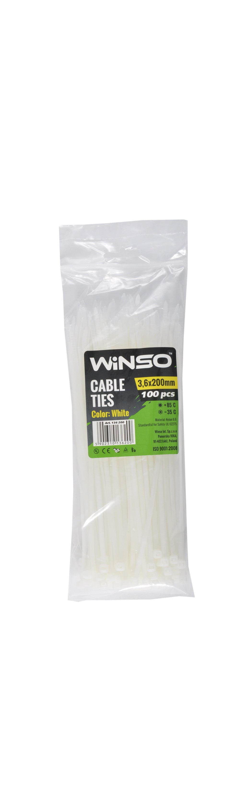 Coliere plastic 3,6x200 Alb - Set 100 buc Winso - imagine 1