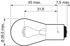 Bec Valeo Essential P21W 12V 21W BA15s Valeo - imagine 2