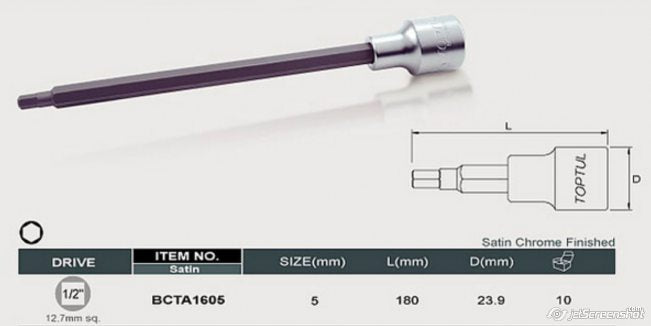 Tubulara lunga hex bit 1/2 Toptul - imagine 1