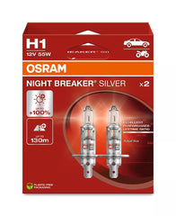 Bec Osram Night Breaker Silver H1 12V 55W P14,5s Set 2 buc Osram - imagine 1