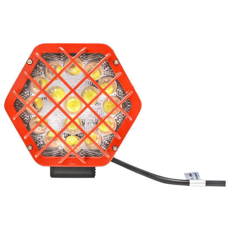 Lampa hexagonala grilaj metalic rosu 16 LED-uri DC 10-80V 48W unghi 6 BRECKNER GERMANY - imagine 1