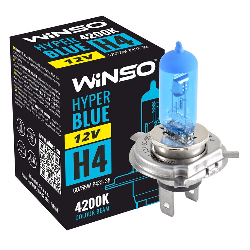 Bec Halogen Winso Hyper Blue H4 - 12V, 60/55W P43t-38 ● 4200K Winso - imagine 1