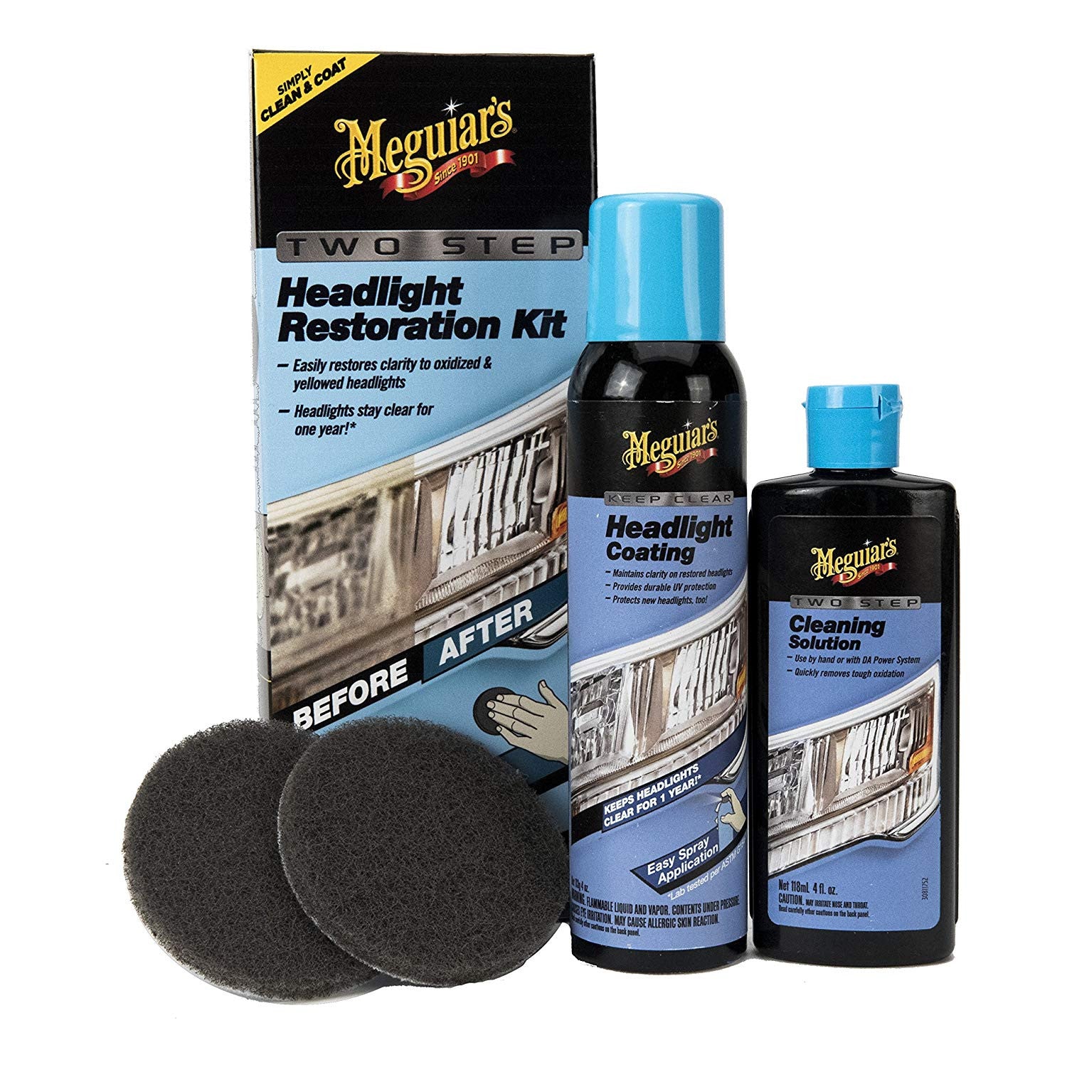 Kit Polish Faruri Meguiars Two Step Headlight Restoration Kit Meguiar's - imagine 1