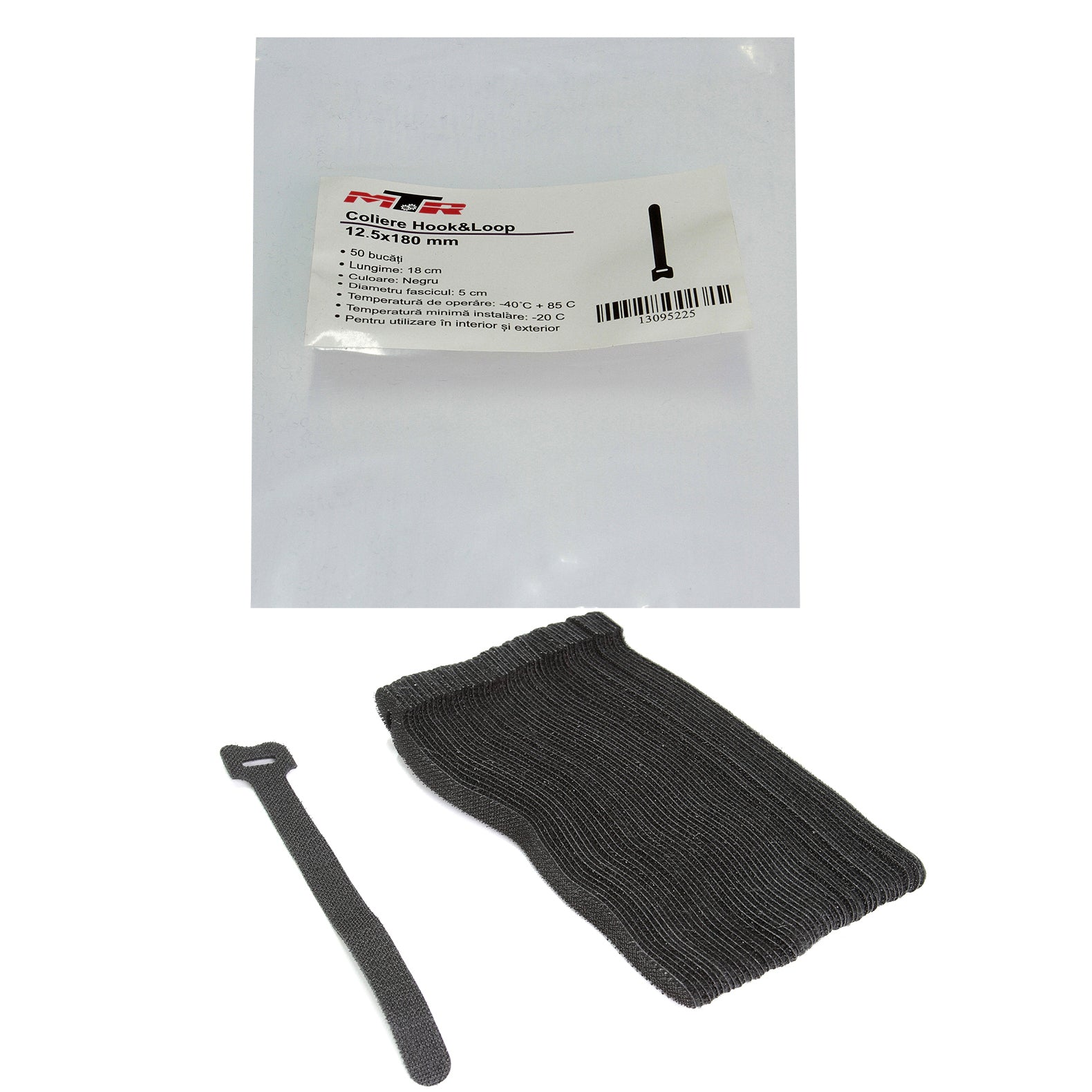Cleme pentru cabluri negre 12,5x180mm 50buc MTR - imagine 1