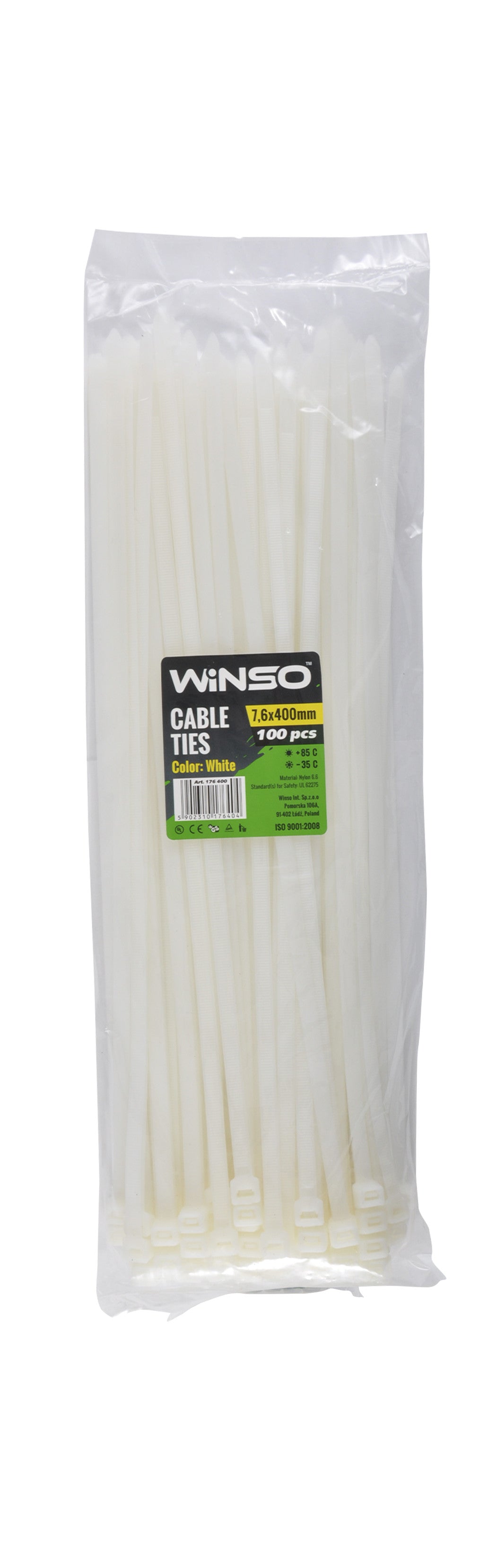 Coliere plastic 7,6x400 Alb - Set 100 buc Winso - imagine 1