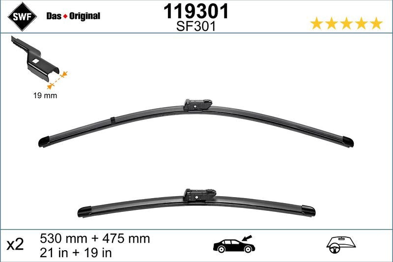 Set lamela stergator SWF Wiper FB OE LHD 530/475 mm SWF - imagine 1