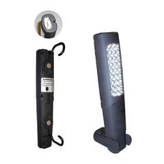 LAMPA DE LUCRU PORTABILA 24+6 LEDURI DUBLU MAGNETICA. SUPORT SI BAZA METALICA JBM