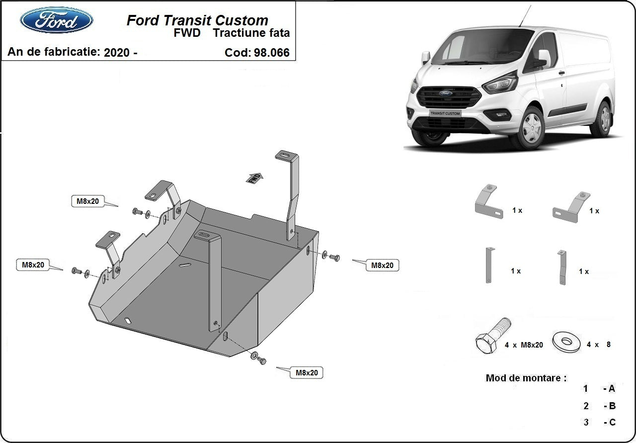 Scut metalic motor FORD Transit Custom MTR - imagine 1