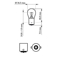 SET 2 BECURI P21W 12V BA15S BLISTER PHILIPS