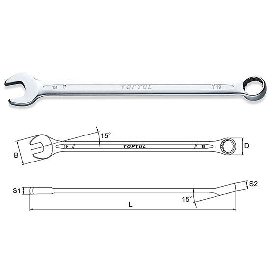 Cheie combinata lunga 15 mm Toptul - imagine 1