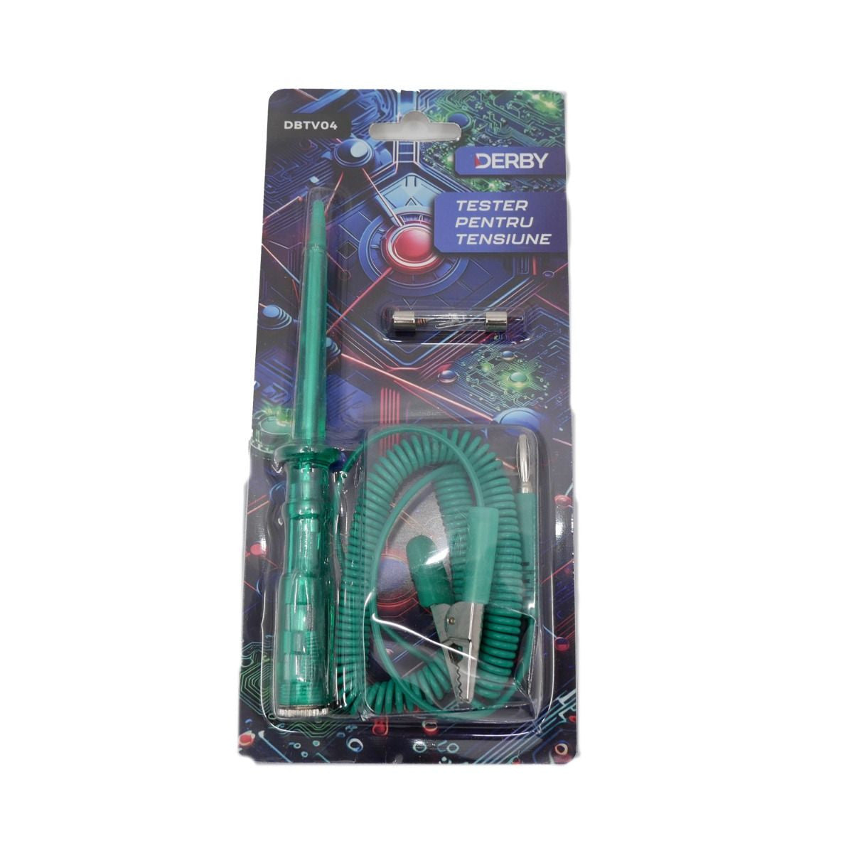Tester pt tensiune 6-24V, mediu, tip surubelnita, carcasa verde DERBY - imagine 1