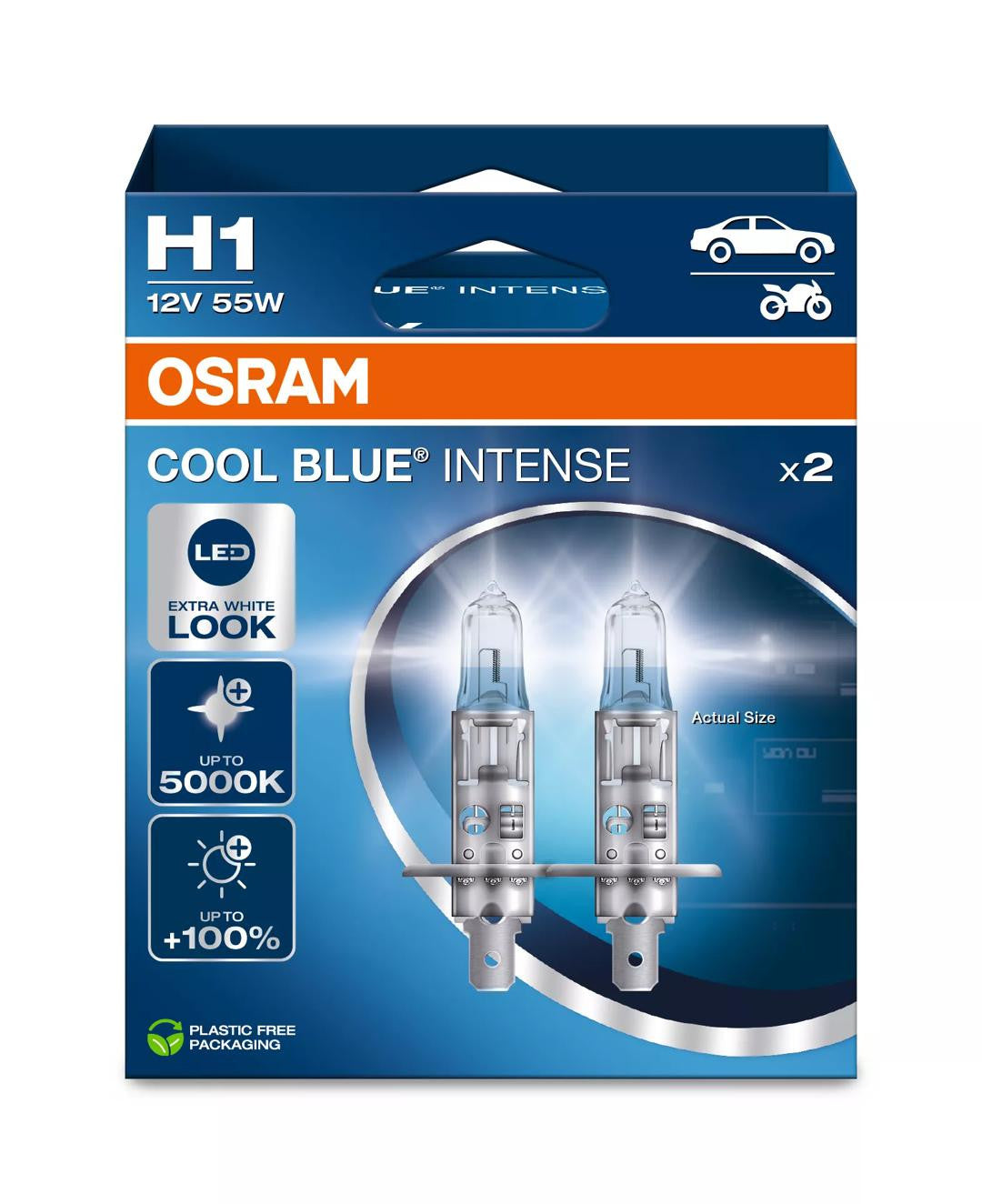 Bec Osram Cool Blue Intense H1 55W 12V P14.5s Set 2 buc Osram - imagine 1
