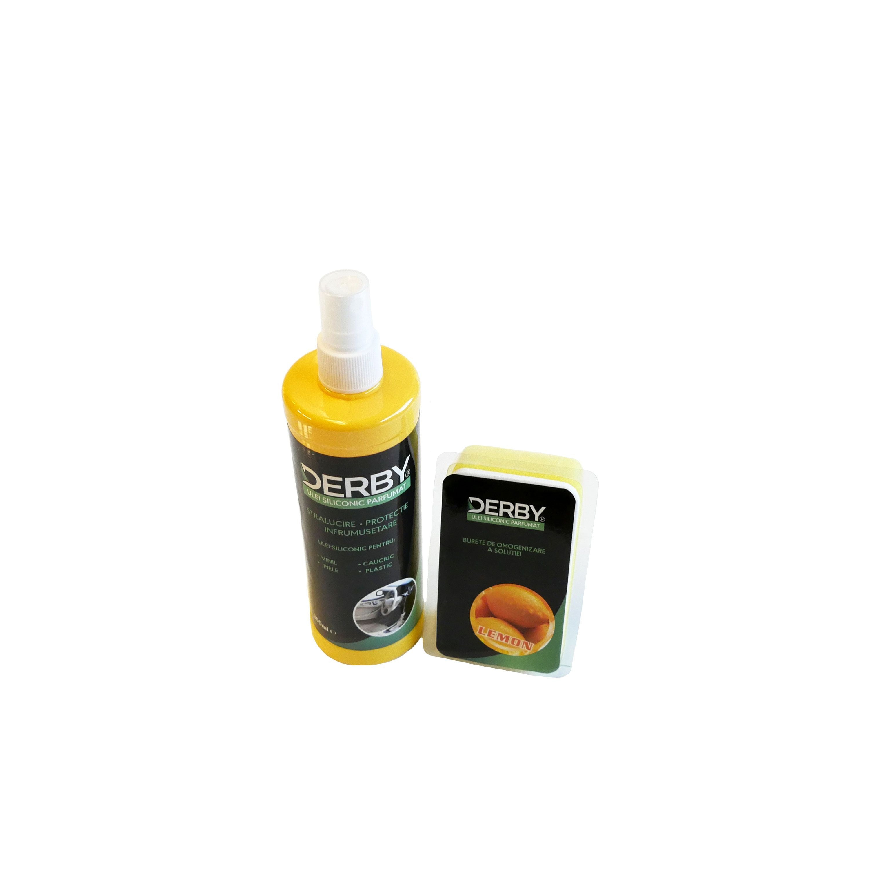 Ulei siliconic parfumat pentru bord Lamaie 300 ml + burete DERBY - imagine 1