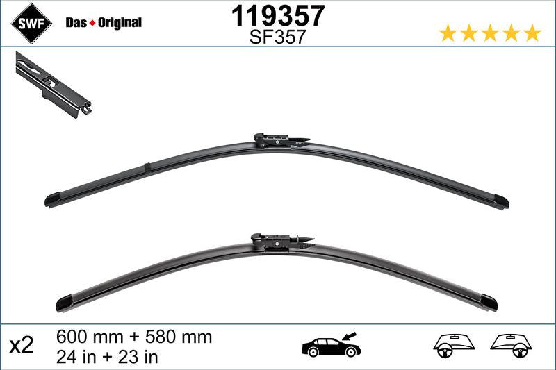 Set lamela stergator SWF Wiper FB OE LHD 600/580 mm SWF - imagine 1