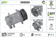 Compresor clima CITROEN XSARA PICASSO N68 VALEO 699690