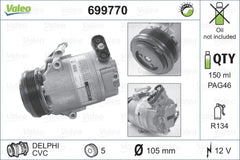 Compresor clima OPEL CORSA C F08 F68 VALEO 699770