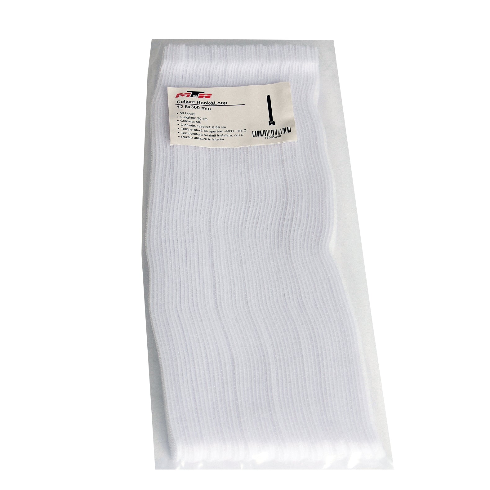 Cleme pentru cabluri albe 12.5x300mm 50 buc MTR - imagine 1