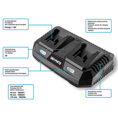 Incarcator dublu pentru bateriile Energy+ 58G085 GRAPHITE Neo Tools - imagine 2