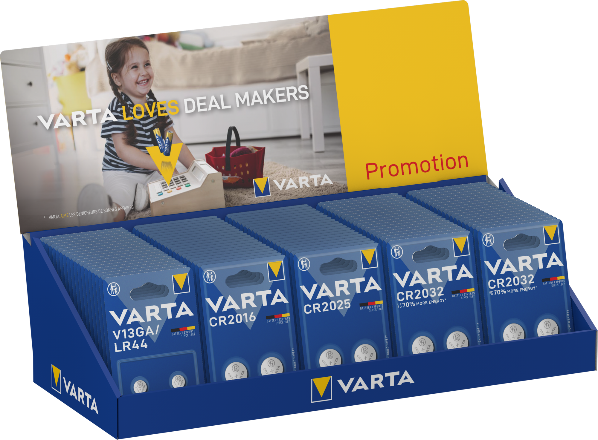 Stand echipat cu microbaterii VARTA - 100 bucati Varta - imagine 1