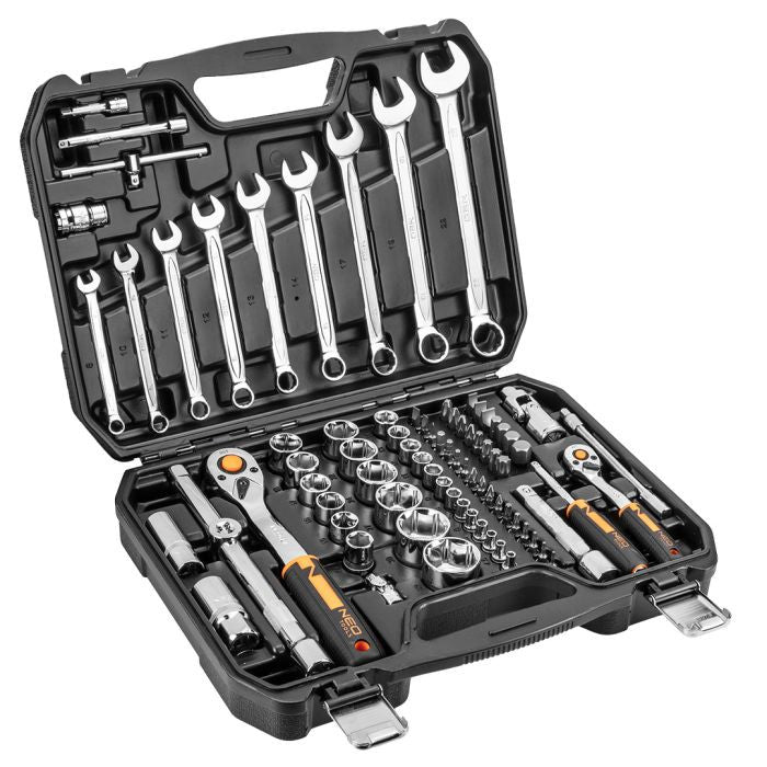 Set de chei cu clichet ½" și ¼" multifuncționale, 82 de piese Neo Tools - imagine 1