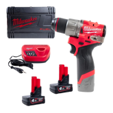 Mașină de găurit/înșurubat Milwaukee M12FPD2-402X, cu percuție M12 FUEL™ subcompactă, 2 x acumulator M12 B4, 1 x încărcător C12 C, 1 x cutie HD Milwaukee - imagine 1