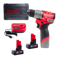 Mașină de găurit/înșurubat Milwaukee M12FPD2-402X, cu percuție M12 FUEL™ subcompactă, 2 x acumulator M12 B4, 1 x încărcător C12 C, 1 x cutie HD Milwaukee - imagine 1