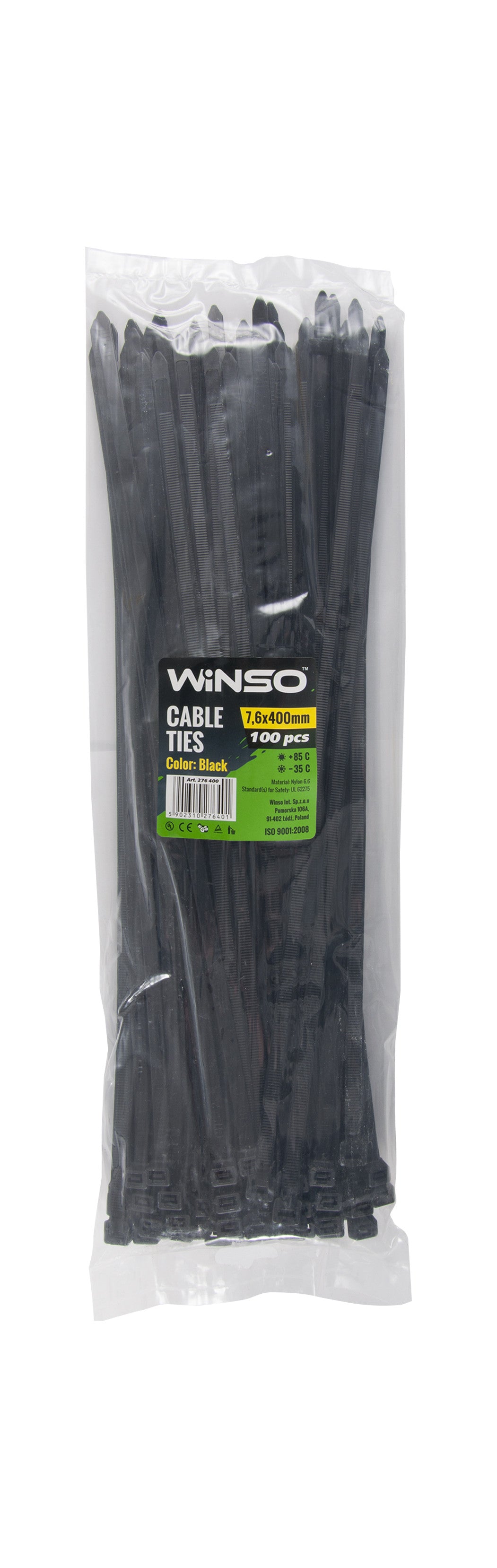 Coliere plastic 7,6x400 Negru - Set 100 buc Winso - imagine 1